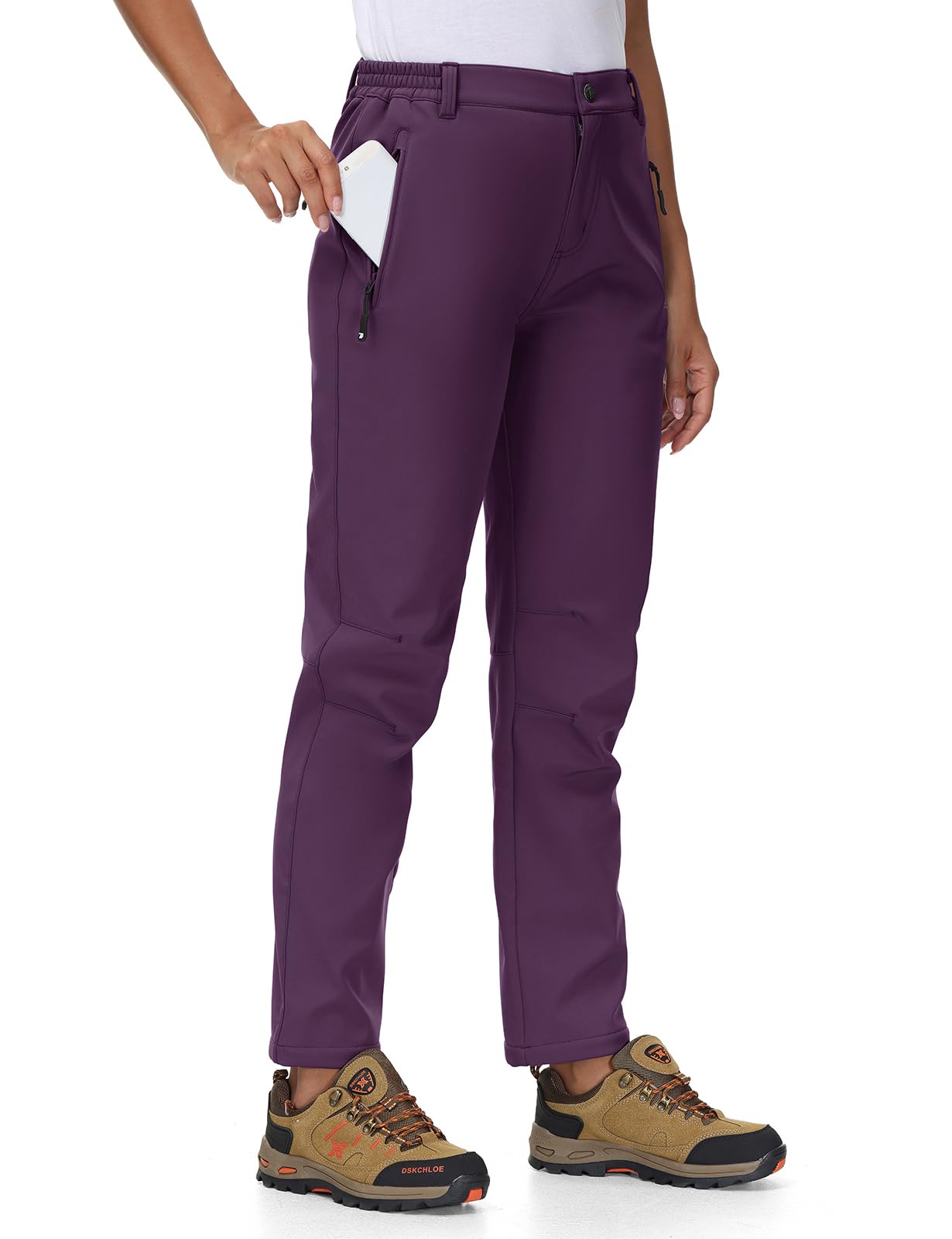 donhobo Damen Wanderhose Outdoorhose Wasserdicht Softshellhose Winddicht Warm Gefüttert Snowhose Skihose Winter Trekkinghose