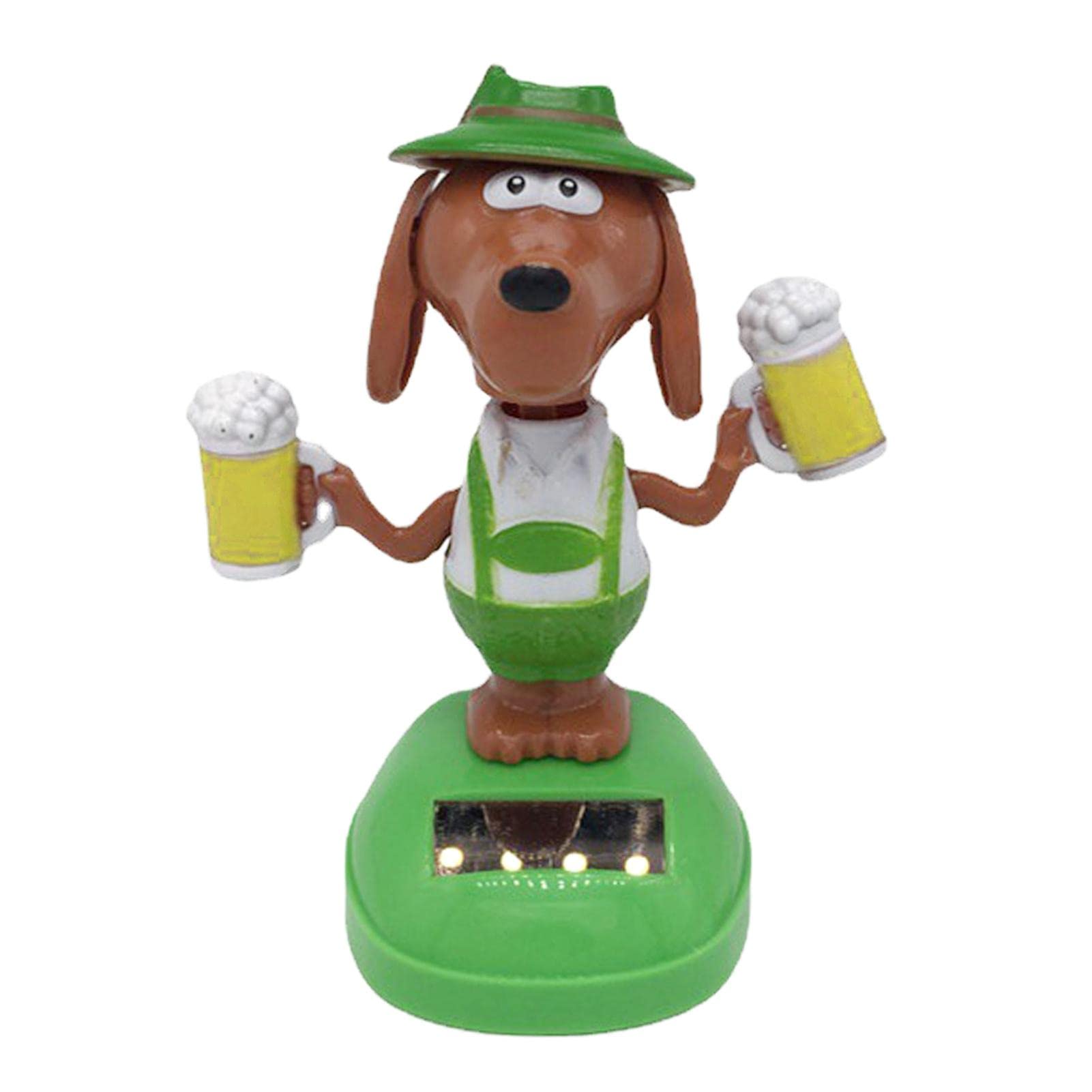 Solar Powered Dancing With Beer Dog Wobble Dog Funny Swinging Animal Dancer Dancing Figures Solar Eco-Friendly For Car Dashboard & Home Decoration Gif-t