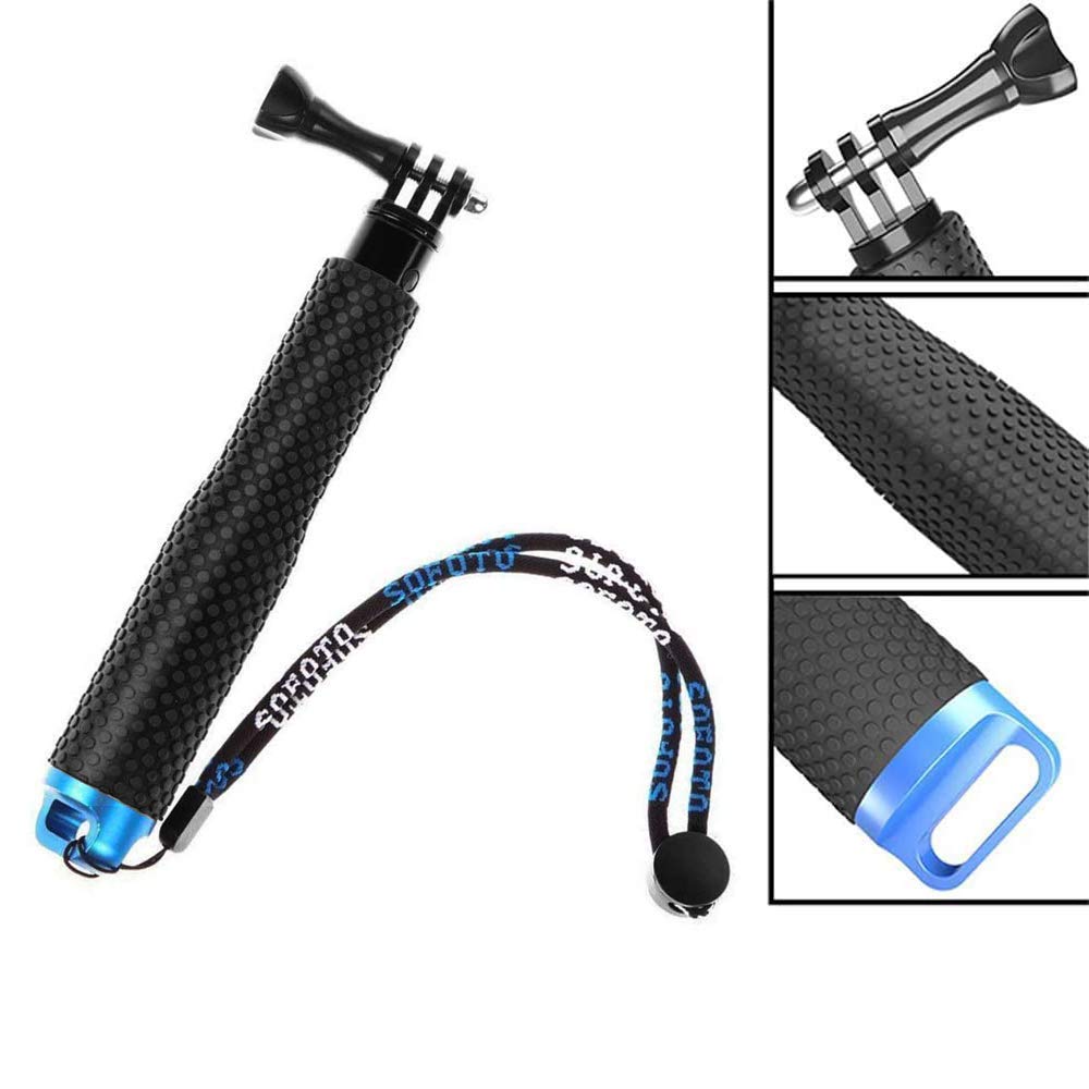 19-49 cm Stick Selfie étanche, Telescopic Pole, Bâton de Selfie étanche en Aluminium Caoutchouté Extensible, Adapté pour GoPro3 + / 4/3/2/5, 19 Pouces, pour plongée, l'escalade, Plein air, Surf