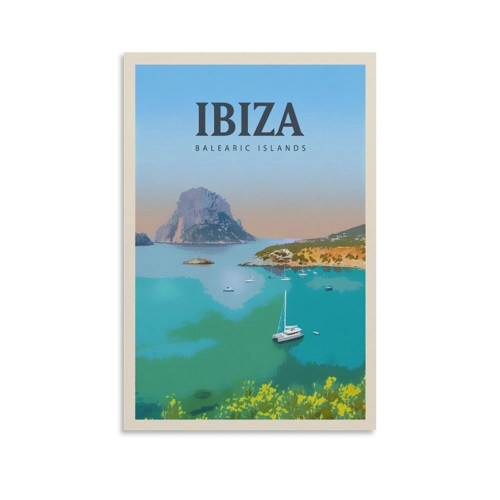 Fbaoda Ibiza Posters Vitger Travel Poster Canvas Art Wall Room House Decor Bedroom Office Posters Prints Wall Art Paitings Rustic Home Decorate for Living 20x30inch(50x75cm)