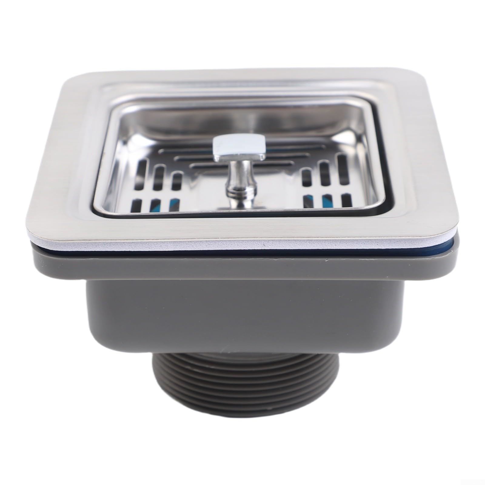 Desagüe cuadrado para fregadero de cocina de 114 mm, mecanismo de elevación de filtro de acero inoxidable para una captura eficiente de partículas de alimentos y eliminación de escombros