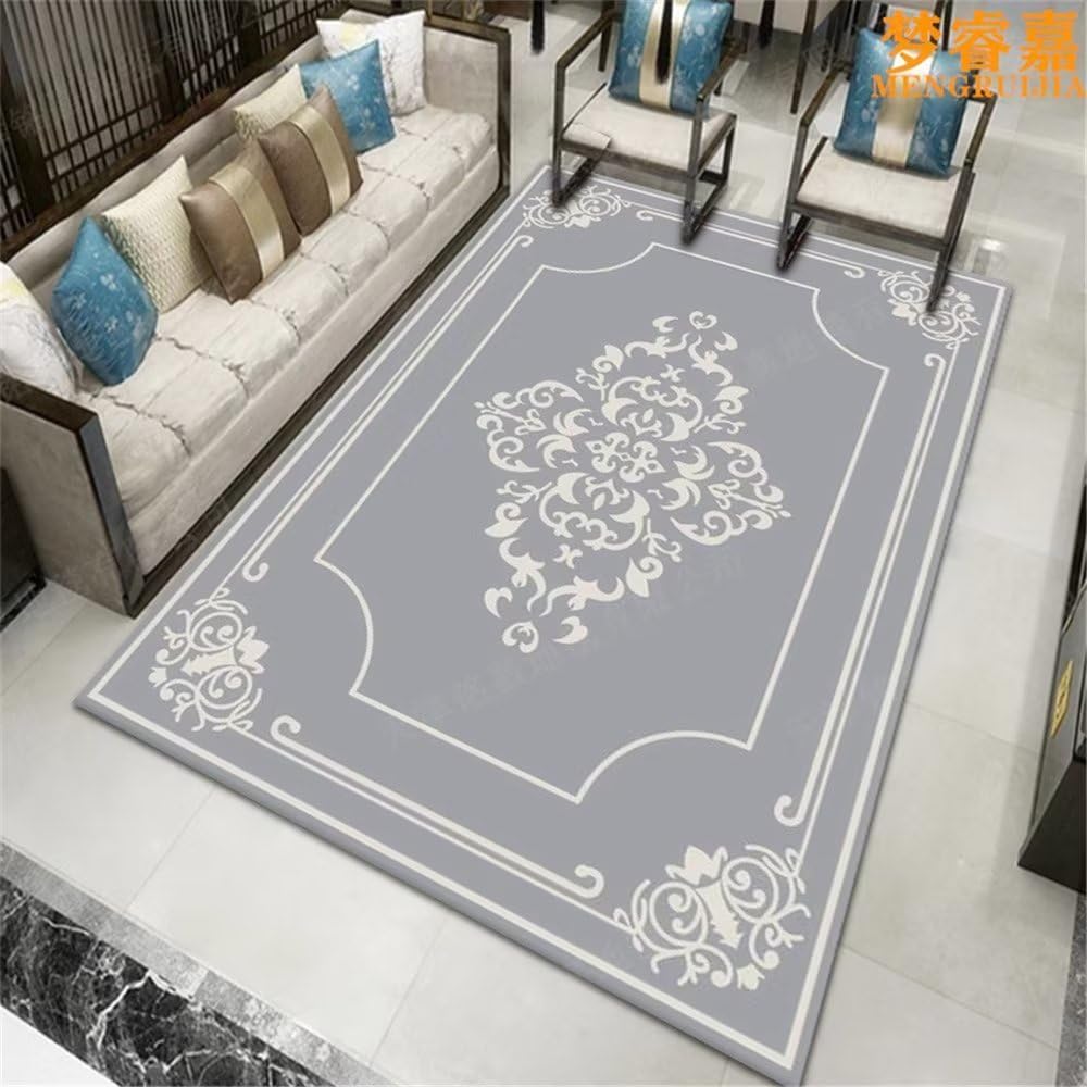 Moquette chambre adulte gris géométrique 80x120cm résistant acariens