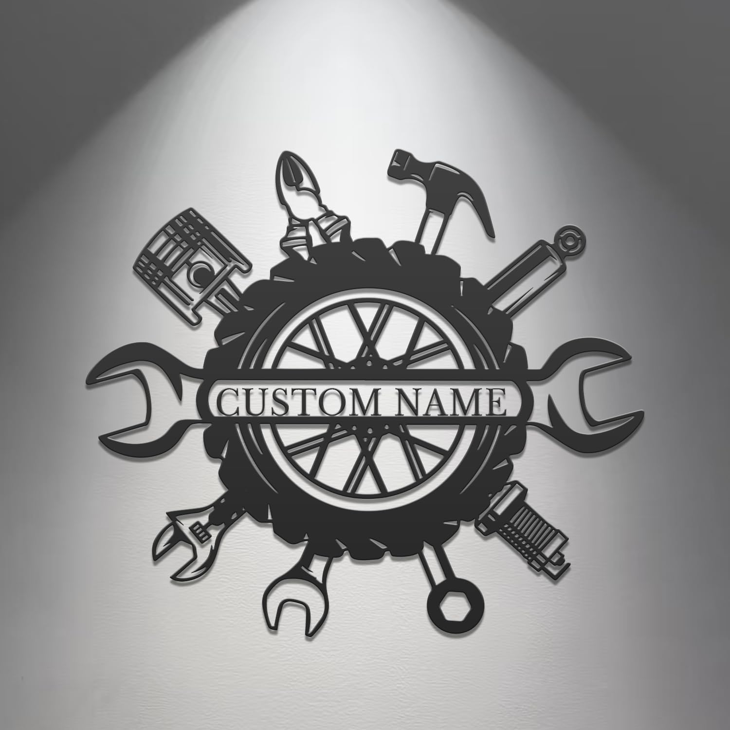 Personalized Garage Metal Sign, Custom Workshop Wall Art, Mechanic Decor for Men, Father's Day for Car Lovers, Rustic Man Cave Plaque (Style-1)