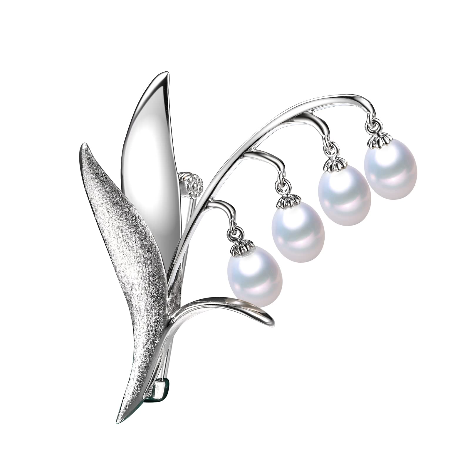 TIMELESS. PEARLLily Of The Valley Cultured Freshwater Brooch, Brass, pearl