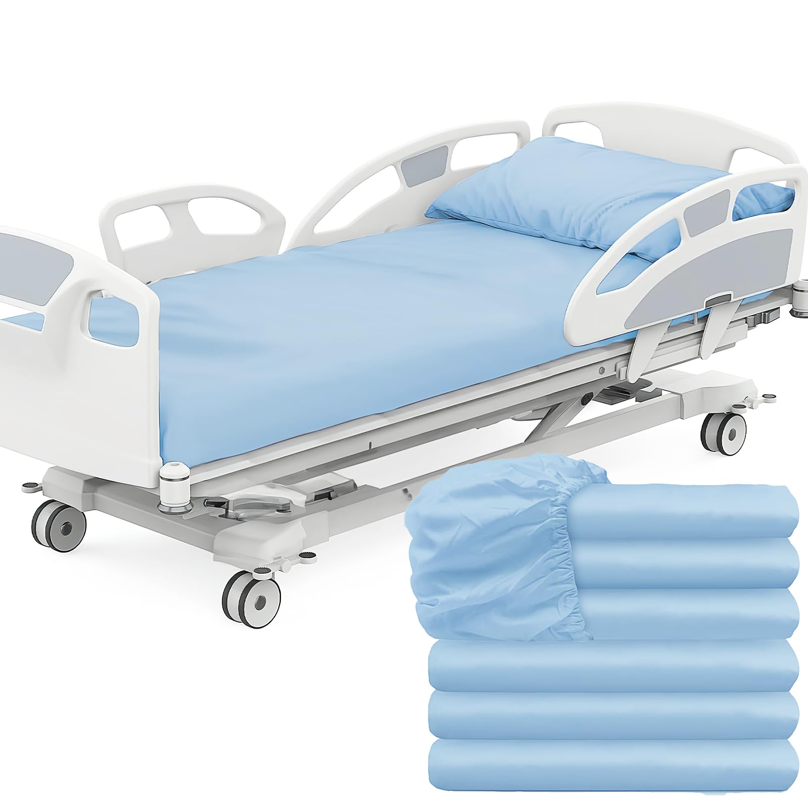 6 Pack Hospital Bed Sheets, Hospital Fitted Bed Sheets Blue Hospital Bed Sheets for Hospital Beds for Hospital Home Massage Table Hotel, 91 x 213 x 36 cm