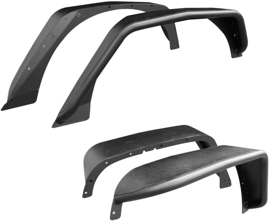 Mifeier Fit 2007-2018 Wrangler JK Front+ Rear Textured Steel Flat Fender Flares (Drilling Required)
