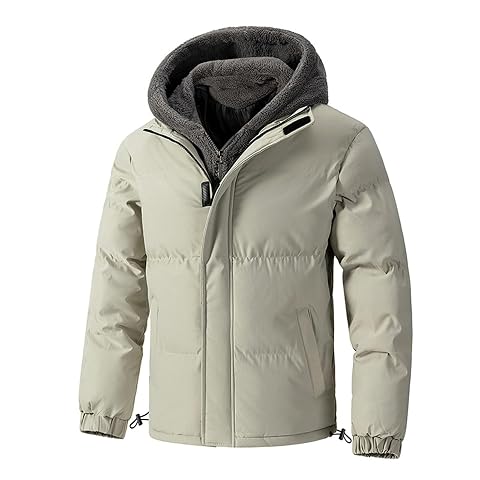 Mens Winter Coat Oversized Heavyweight Hooded Jacket Casual Zip Up Down Quilted Hoodie Winter Warm Thick Outerwear