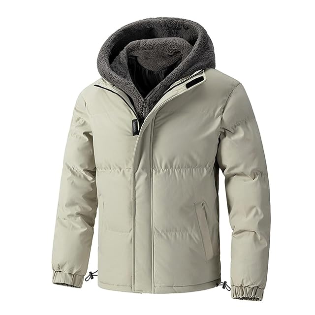 Mens Winter Coat Oversized Heavyweight Hooded Jacket Casual Zip Up Down Quilted Hoodie Winter Warm Thick Outerwear