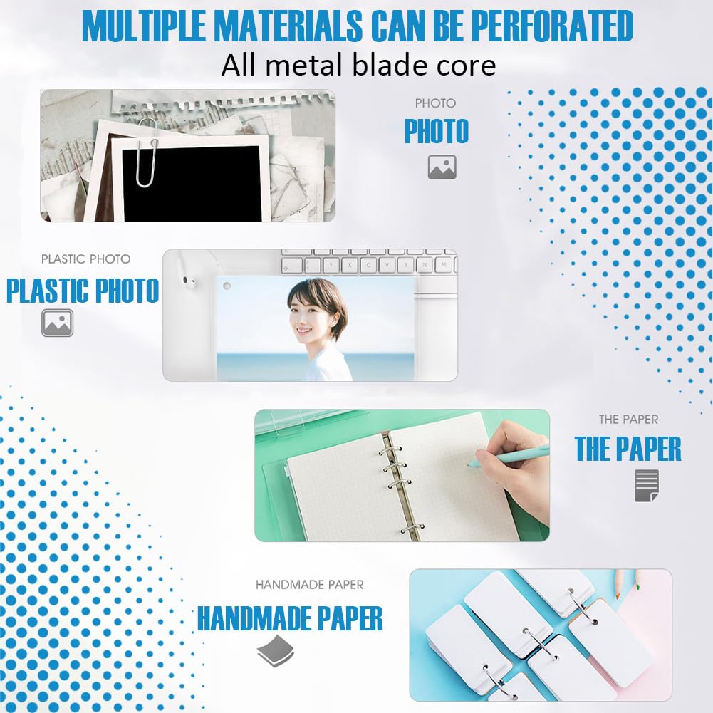Perforatore a Foro Singolo, 3 mm Punzonatrice Portatile per Carta, Perforatrice Tascabile ad Alte Prestazioni, per Raccoglitori, Targhette, Carta, Scuola, Ufficio