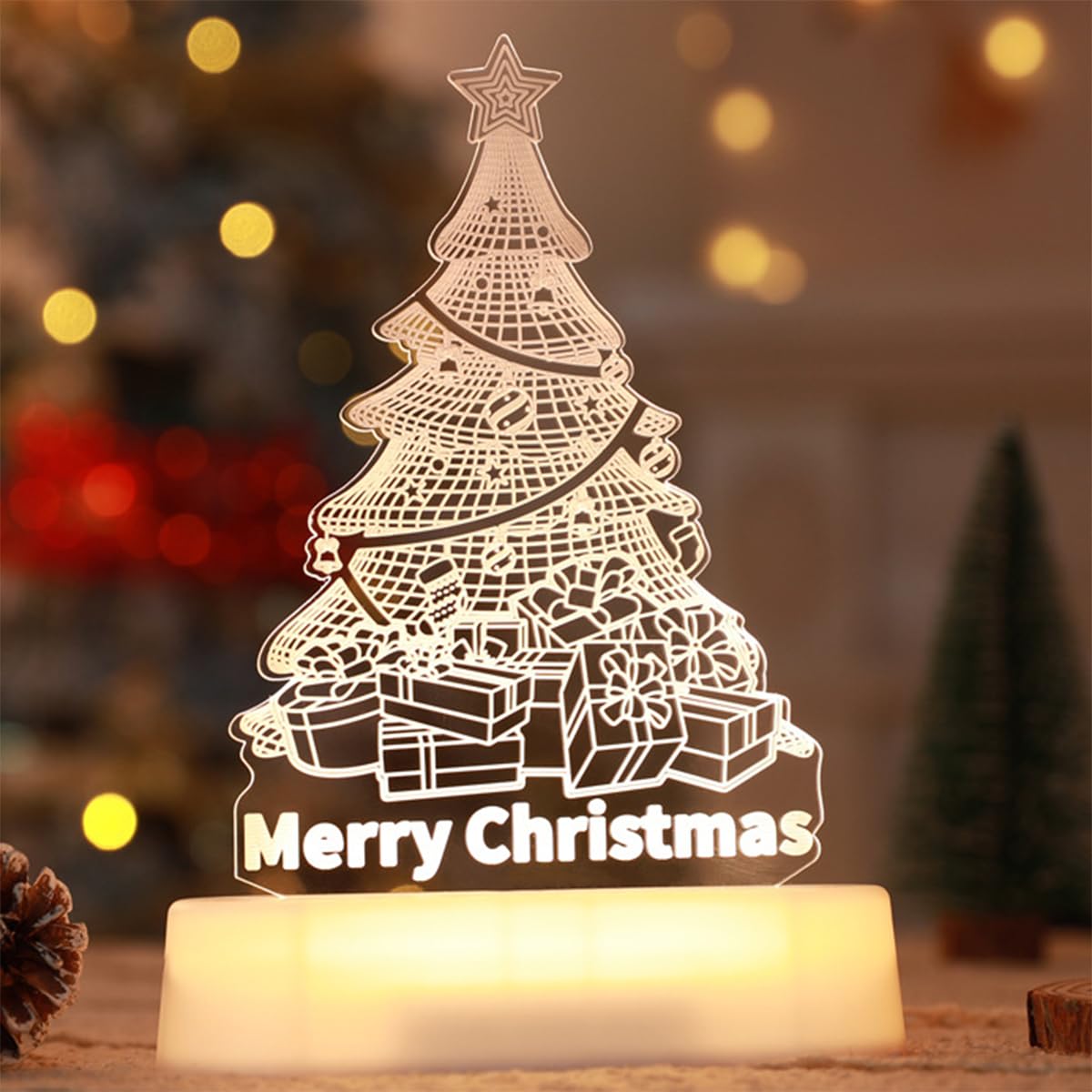 クリスマスツリー型アクリル装飾 Merry Christmas光るライトティング クリスマスツリー型アクリル装飾 Merry Christmas光るライトティング