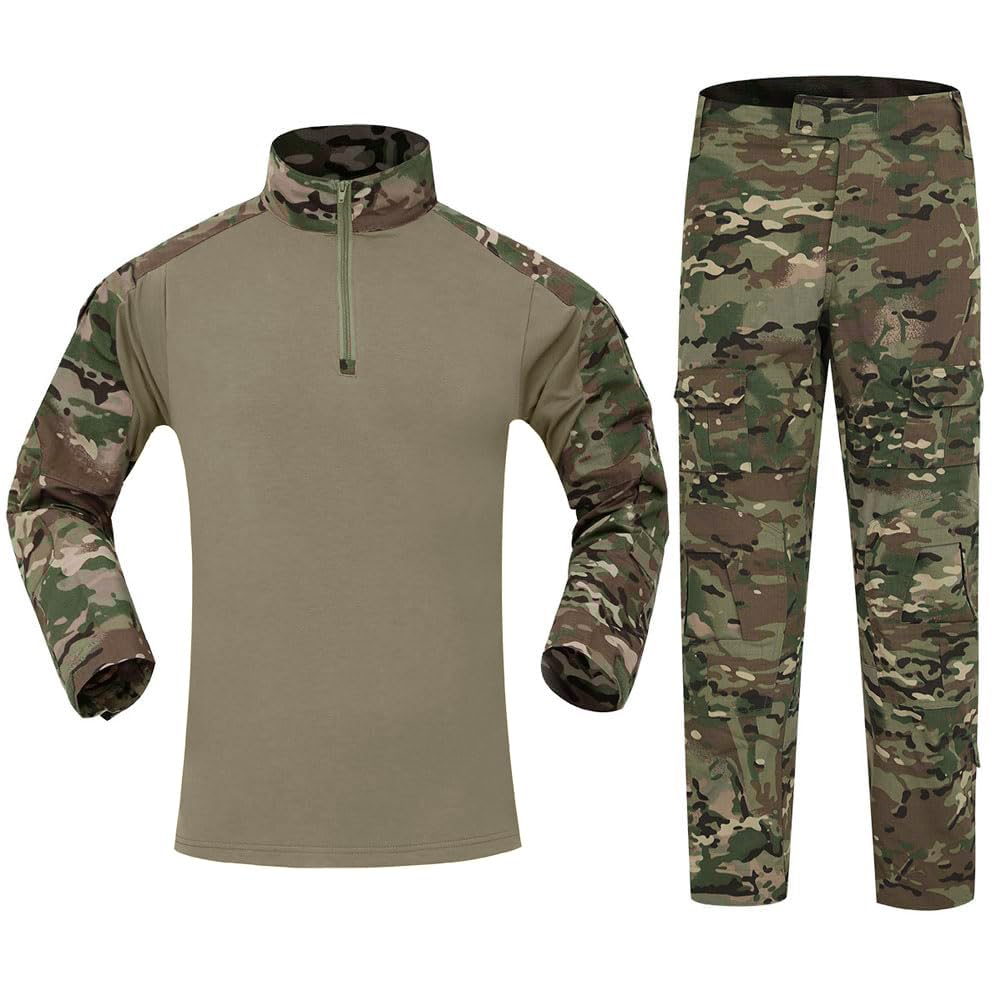 Homme Tactique de Camouflage Costume Vêtements Tactique Uniforme Militaire Tenue Airsoft Chemise de Combat et Camouflage Cargo Pantalon pour Paintball Chasse