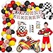 Décoration de fête Anniversaire pour Garçon, Voiture Avec Bannière de Joyeux Anniversaire Guirlande de Ballons Voiture Ballon fête de Gâteau Ballons Décorations d'anniversaire de Voiture pour Enfants