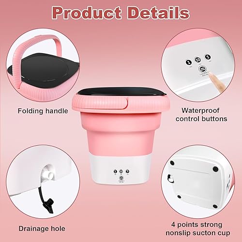 Miniatura 9 de Lavadora portátil, lavadora plegable, mini lavadora y secadora, pequeña lavadora portátil fácil de transportar, adecuada para apartamentos,