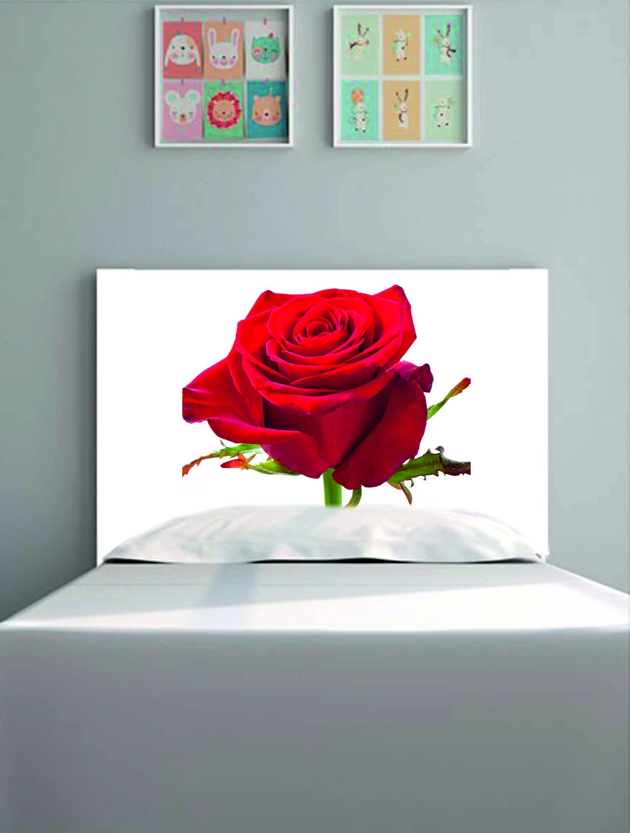 Tête de lit en PVC sans perçage pour rénover un mur abîmé en rose rouge