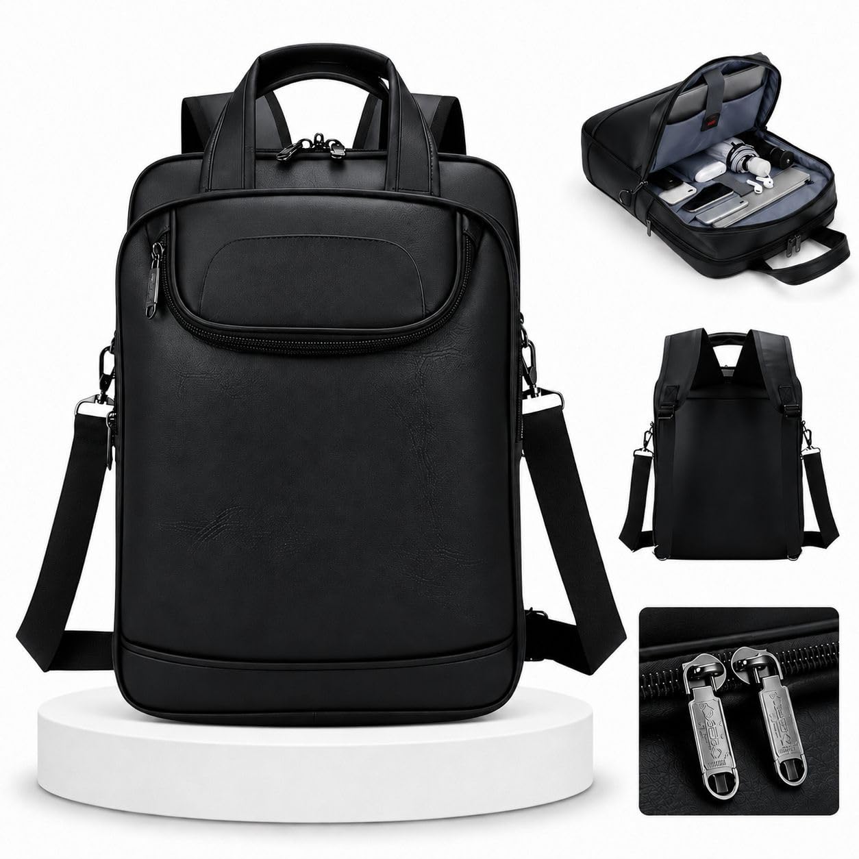 Mochila Bolsa Couro Reforçada Executiva Grande Mochila para Notebook Trabalho Viagem