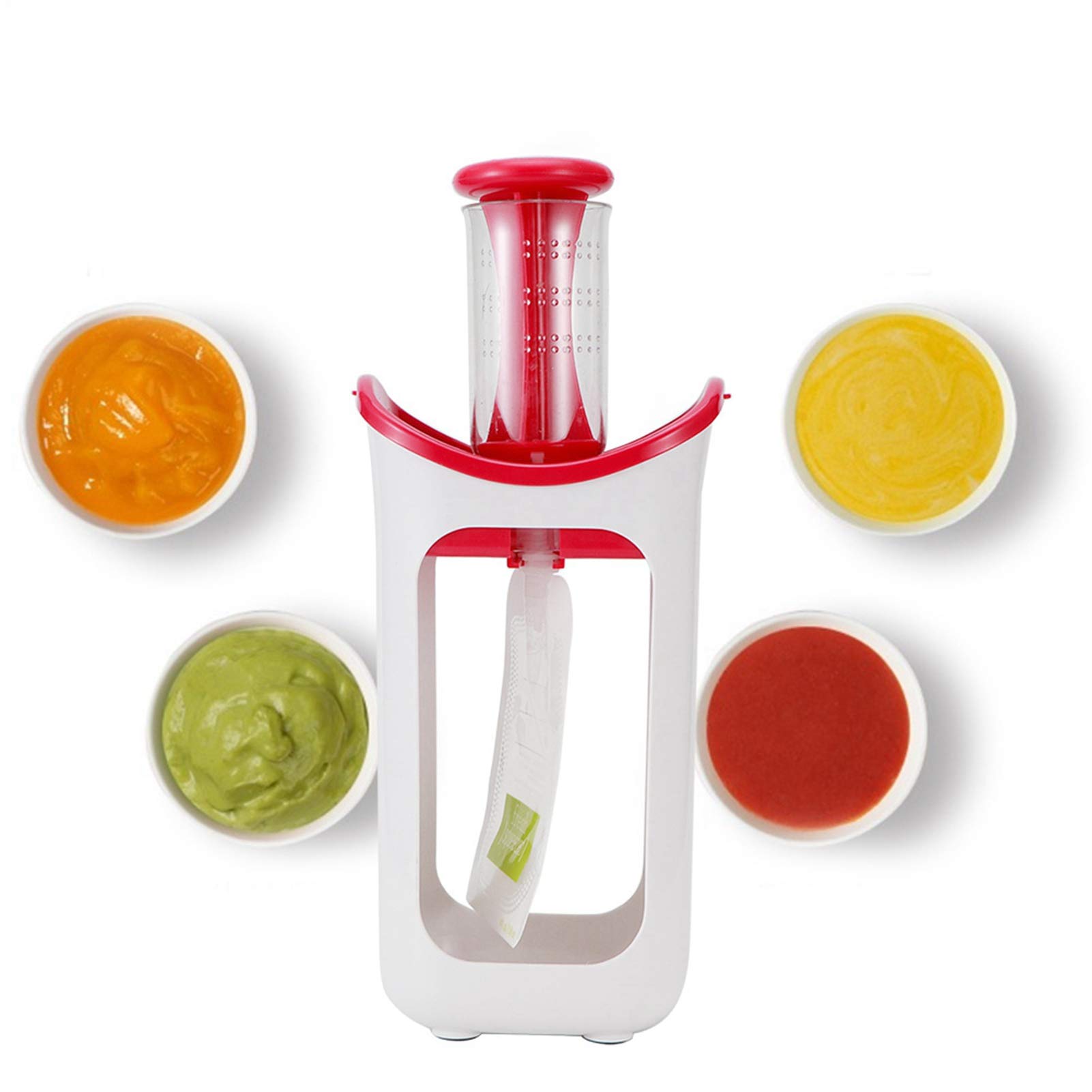 Machine à Aliments Pour Bébés, Presse-purée De Fruits, Station De Pressage des Aliments, Pochettes Alimentaires Pour la Cuisine à Domicile, Robot Culinaire Pour Enfants(Rouge)
