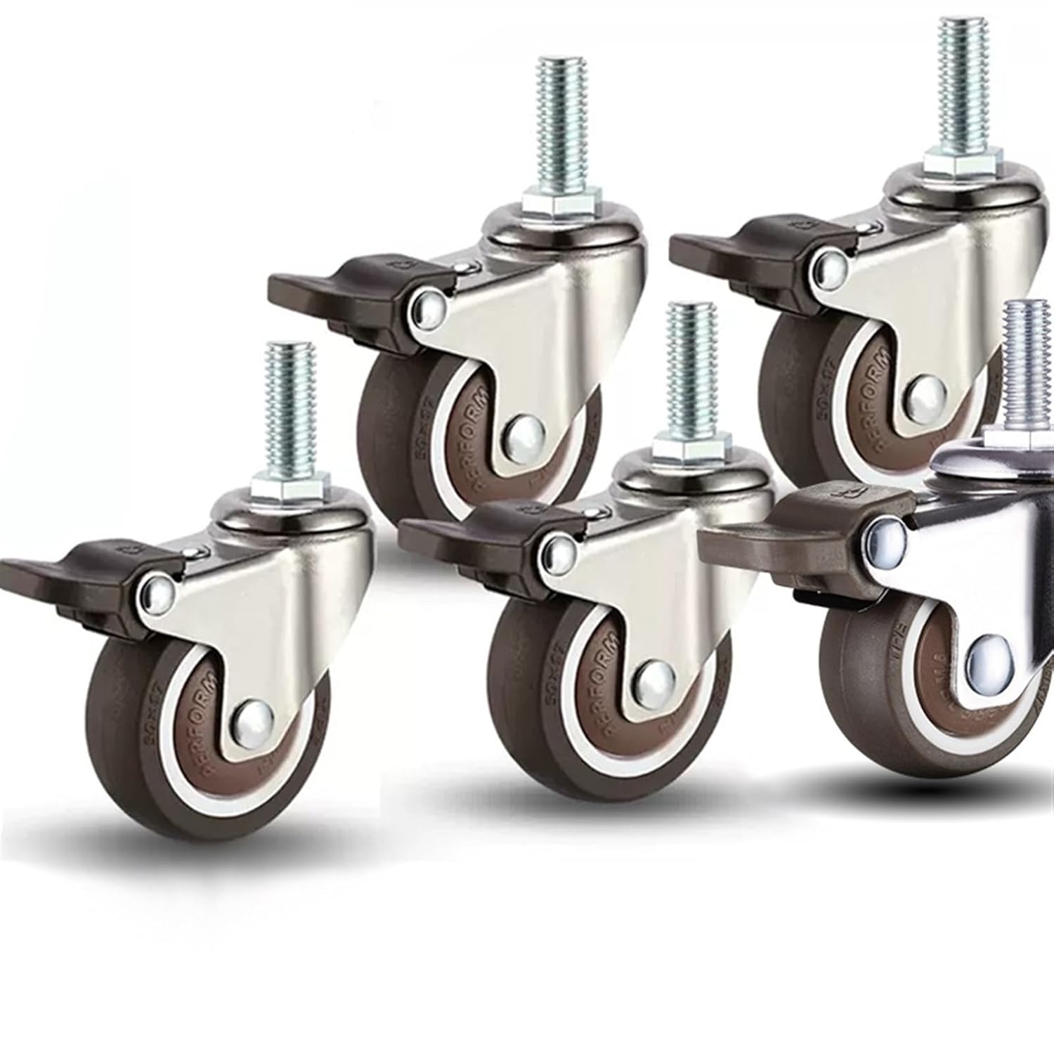 Caster Wheels Office Chair Wheel Gaming Moving Heavy Furniture Set of with Brake 2inch Swivel Rubber Quiet for Carpet Mute 5Pcs(5 Brake Caster,1.5 Inch)