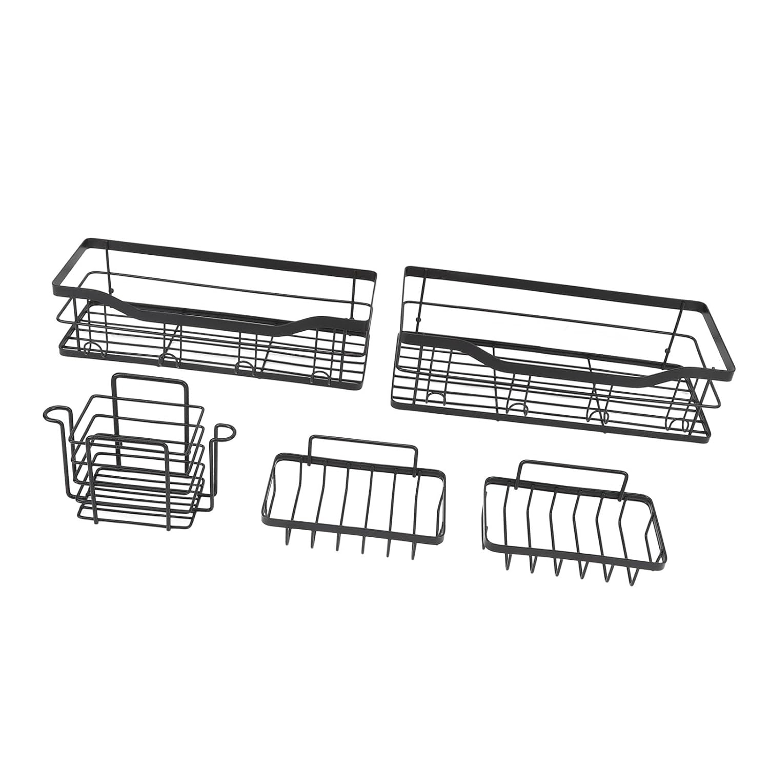 FTVOGUE Shower Caddys 5 Pack Adhesive Bathroom Shelves No Drilling Wall Mount with Hooks for Shower Organizer Storage