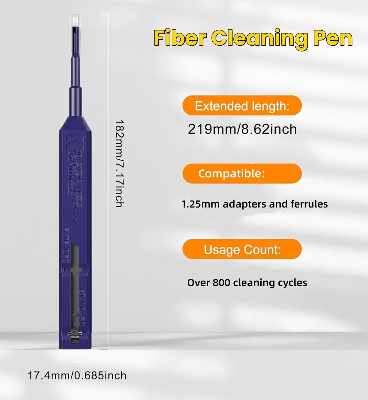 Zenithra Fiber Optic Cleaner,5PCS Fiber Optic Cleaning Pen 1.25mm Ferrules LC/MU FTTH Connector Cleaning Tools with 800+ Times