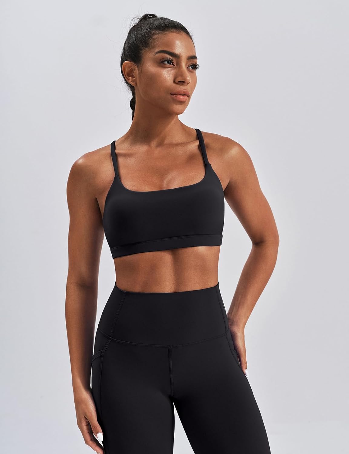 K-Swiss Sports Bras for Women - Light Impact Unadjustable Scoop Neck Thin Strappy Wireless Padded Yoga Workout Gym Tops - Image 6