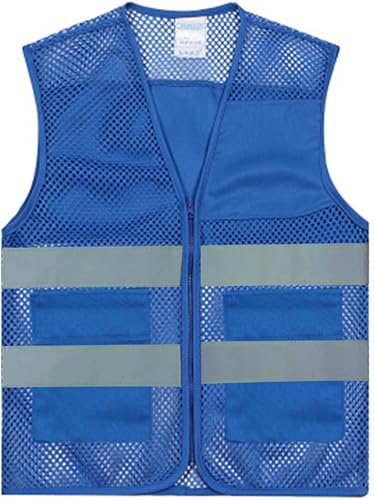 TOPTIE Chaleco de voluntario unisex de malla grande de EE. UU., chaleco de seguridad con cremallera frontal con tiras reflectantes y bolsillos,