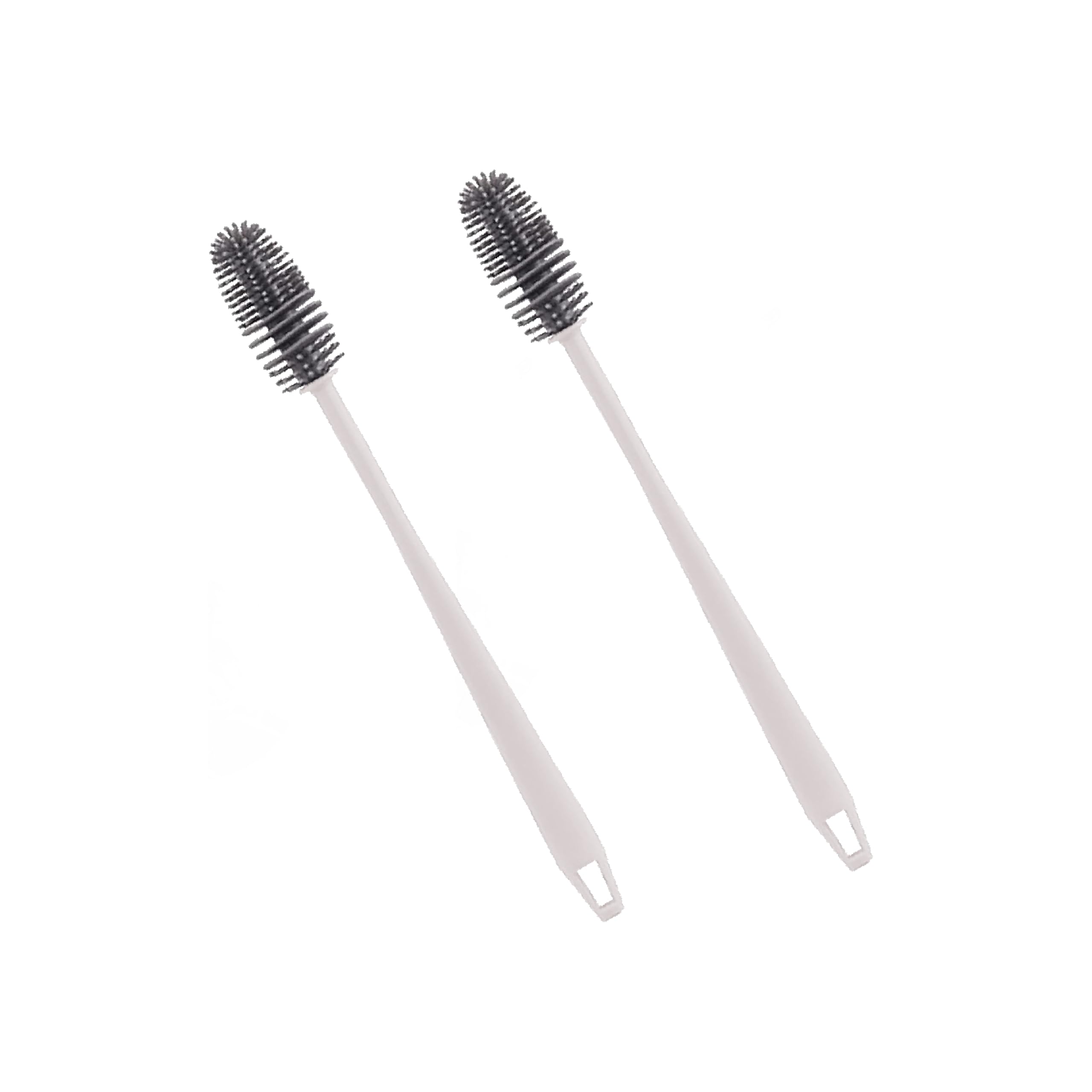 Silicone Bottle Brush, 27cm Long Handle, Soft Bristles for Baby Bottles, Glass Cups, Thermoses (2, White)