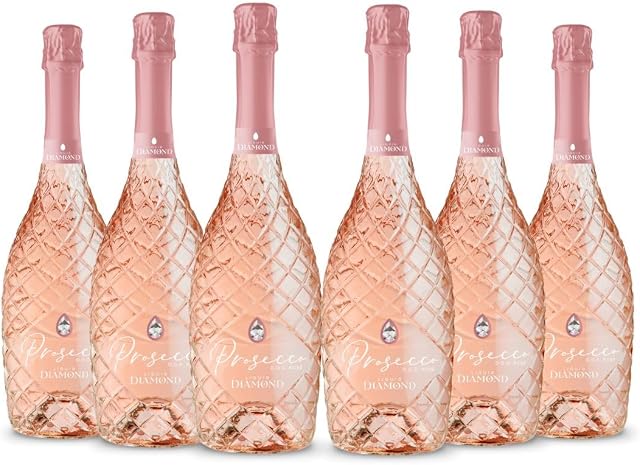 Liquid Diamond Prosecco Rosé 6 Bottle Case - Premium Sparkling Pink Prosecco from the heart of Italy, Prosecco Gift (6 x 75cl bottles)