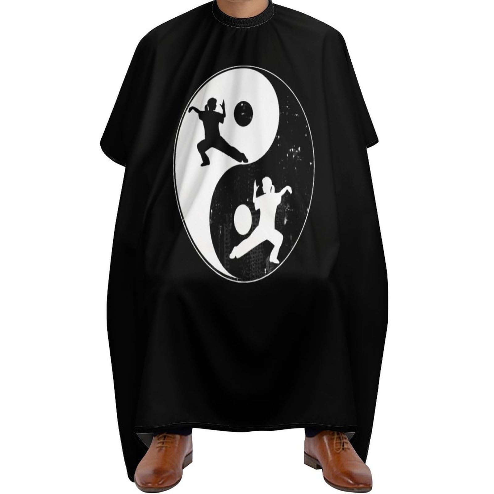 TaiChi Yinyang Kungfu Hair Cutting Cape for Men Women Waterproof Barber Cape Adjustable Salon Haircut Capes