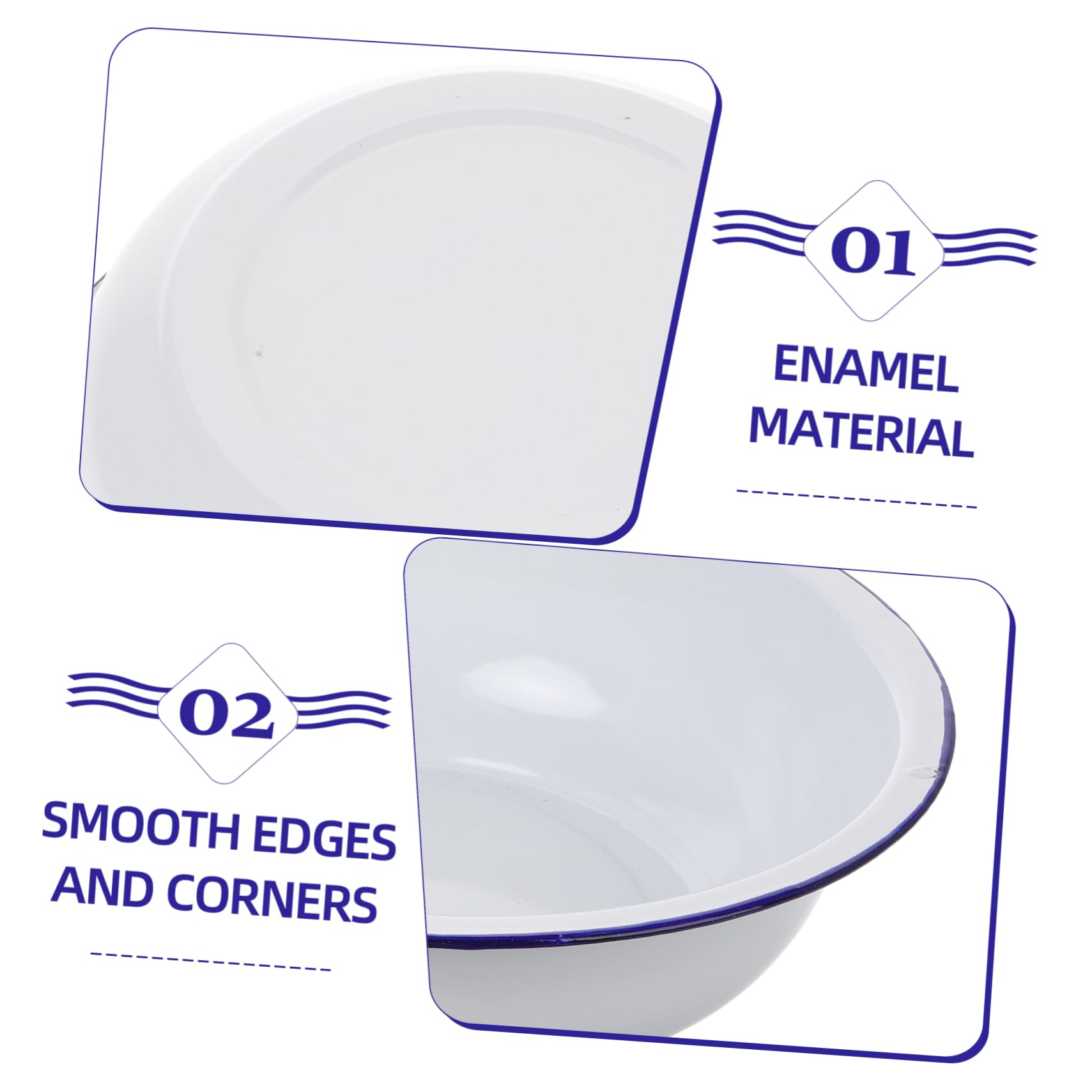 jojofuny Cuenco Adecuado para Cocina Retro y Uso Doméstico Grande de Esmalte Blanco para Mezclar Capacidad Amplia, Versátil y Fácil de Limpiar