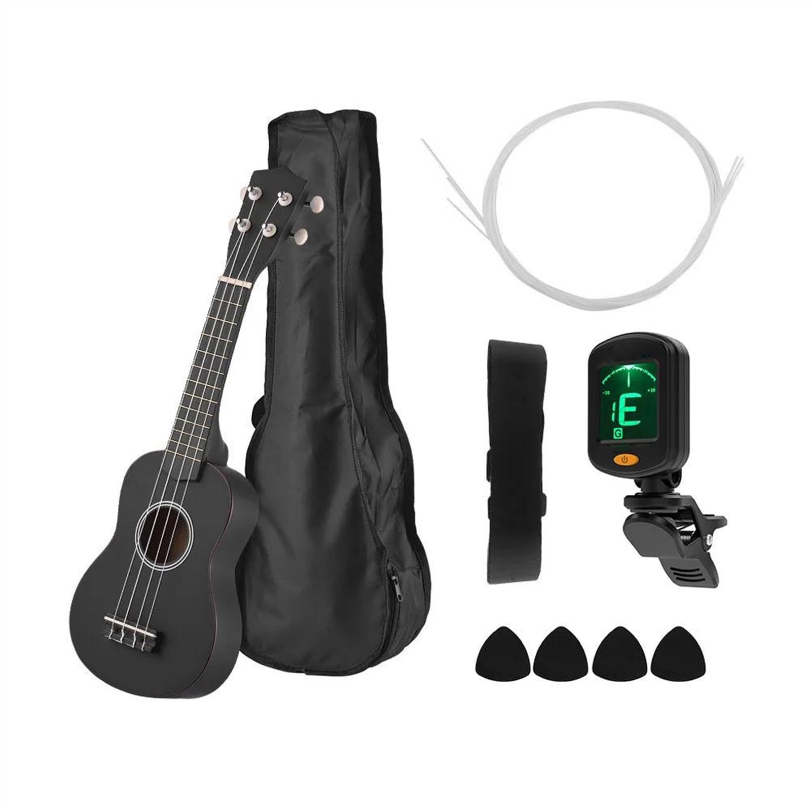 Ukulele Acustico Da 21 Pollici Con Corpo In Tiglio, Ukulele Con Borsa E Cinturino Per Ukulele, Accordatore Per Plettri Ukulele Kit (Color : A)