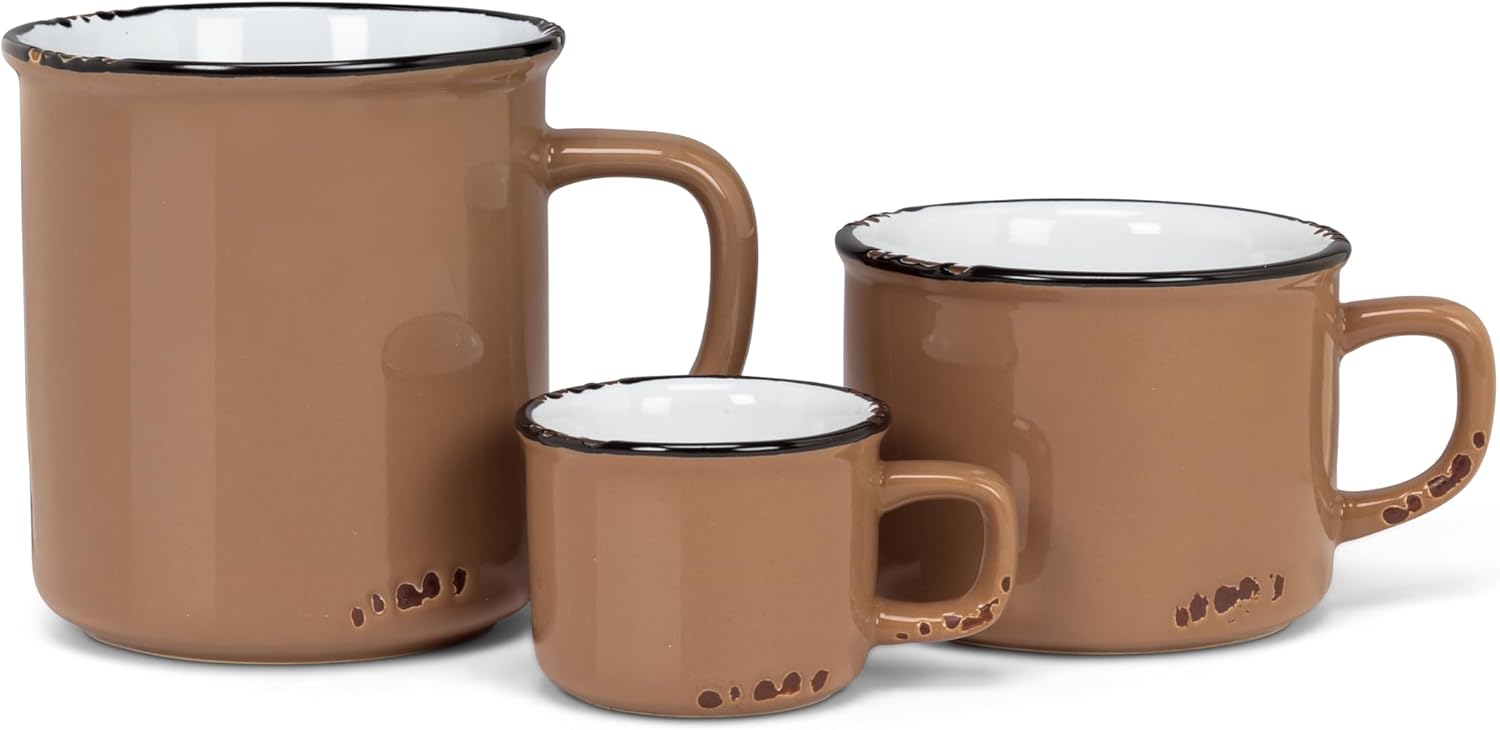 Abbott Collection Enamel Look Coffee Mug - Stoneware, Taupe, 4" H (14oz)