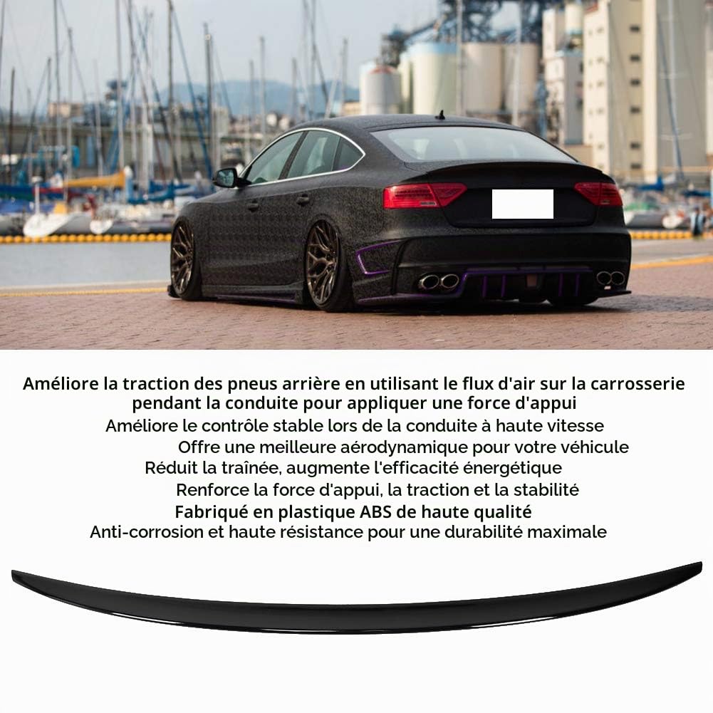 EBTOOLS pour audi a5 spoiler Aileron de coffre arrière, noir brillant aileron de couvercle de coffre arrière aileron de coffre aile accessoire de Modification de voiture adapté