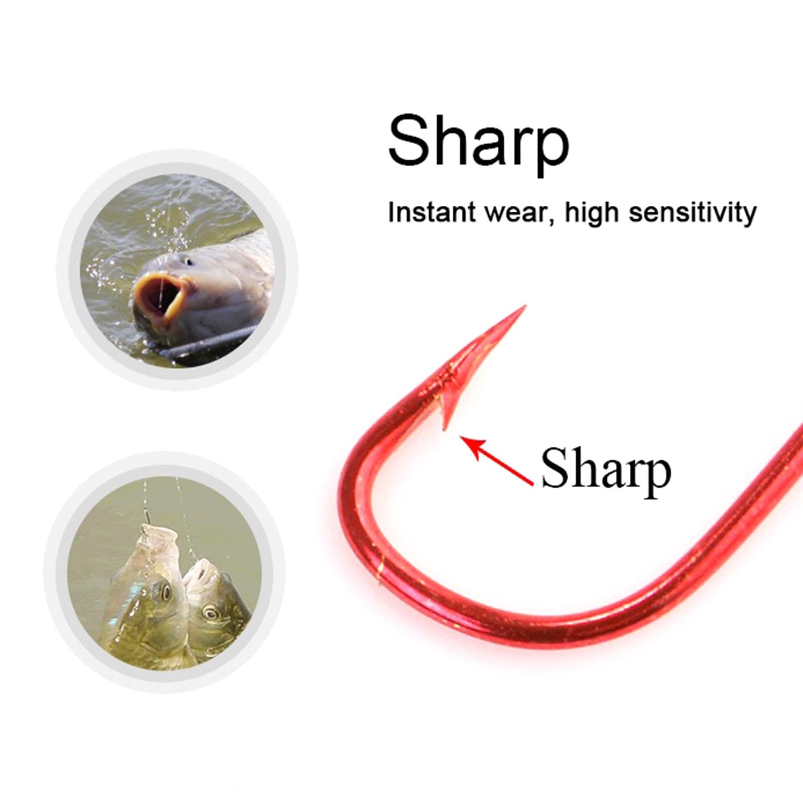 HARAY Gancho de Pesca 10 Uds. Anzuelos de Pesca de Carpa de Acero al Carbono con Anzuelo único de púas anillado con Ojo for Pescar Alicates de Pesca (Color : 14#)