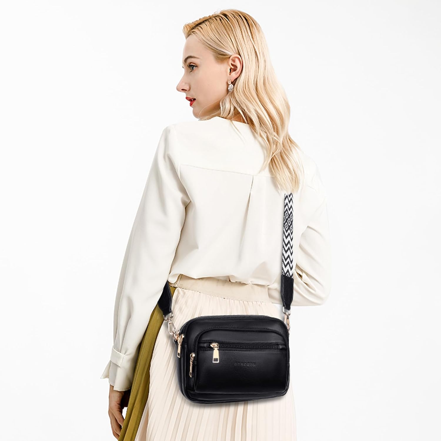 SENDEFN Small Crossbody Purse for Women Vegan Leather Purses Women's Shoulder Handbag with Wide Strap - Image 2