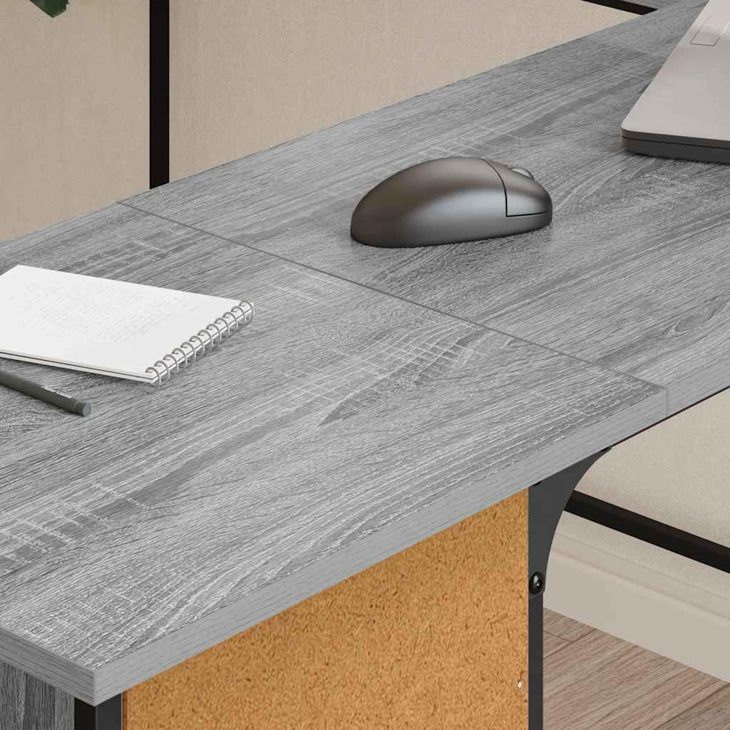 Scrivania angolare per computer in legno Sonoma, con telaio in metallo, 141 x 141 x 75 cm, a forma di L, con vano portaoggetti, gambe regolabili in altezza, salvaspazio, per ufficio e casa