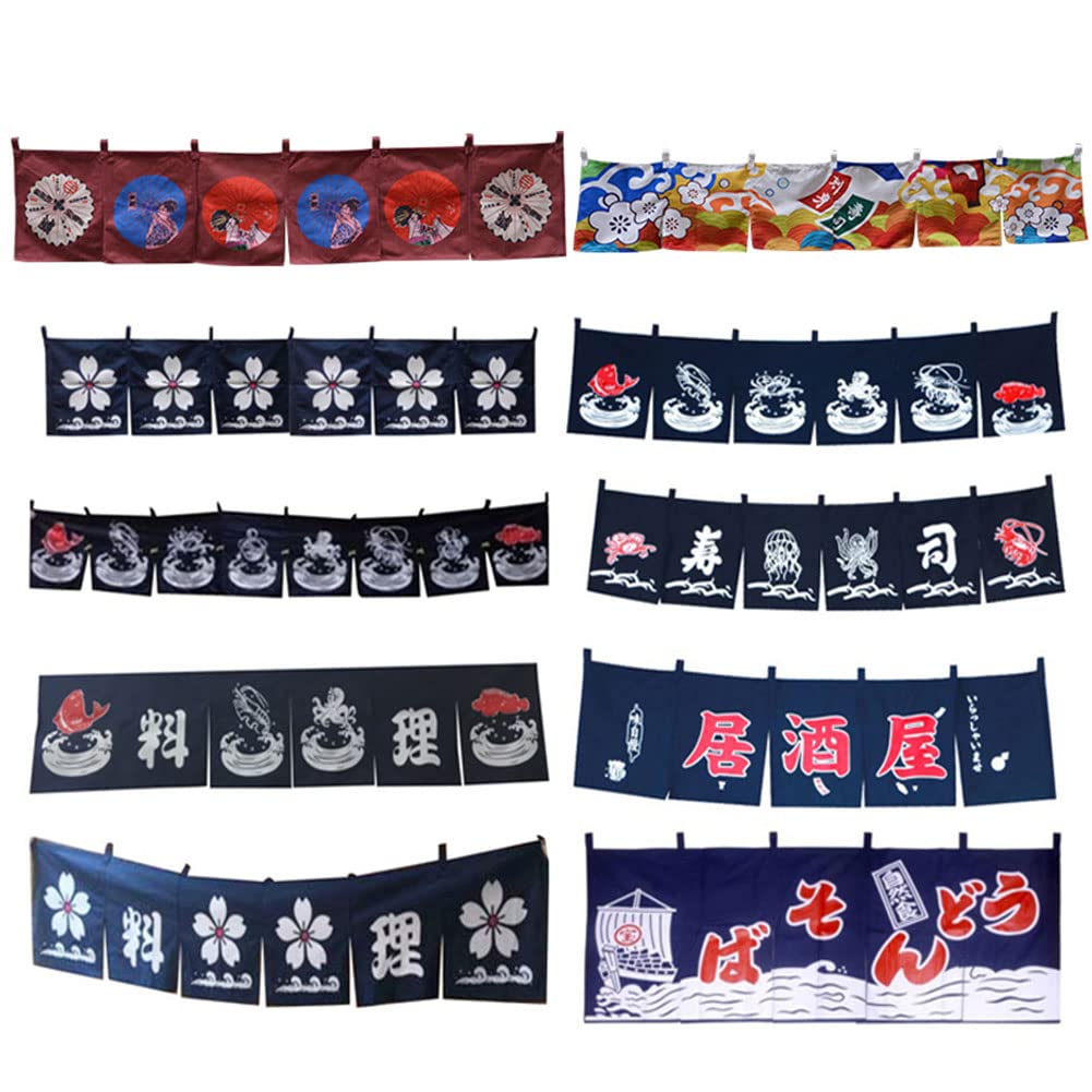 Noren - Tenda da appendere alla finestra, con motivo sushi giapponese, decorazione per cucina, 43 x 210 cm (grafico fortunata)