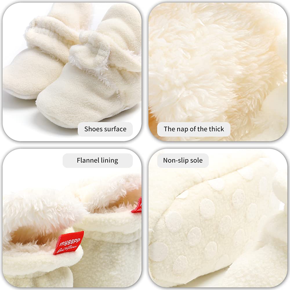 EDOTON Unisex Newborn Winter Boots Warm Stripe Bootie Non-Slip Sole Soft Stay On Ajustable Bootie Sock — view 3