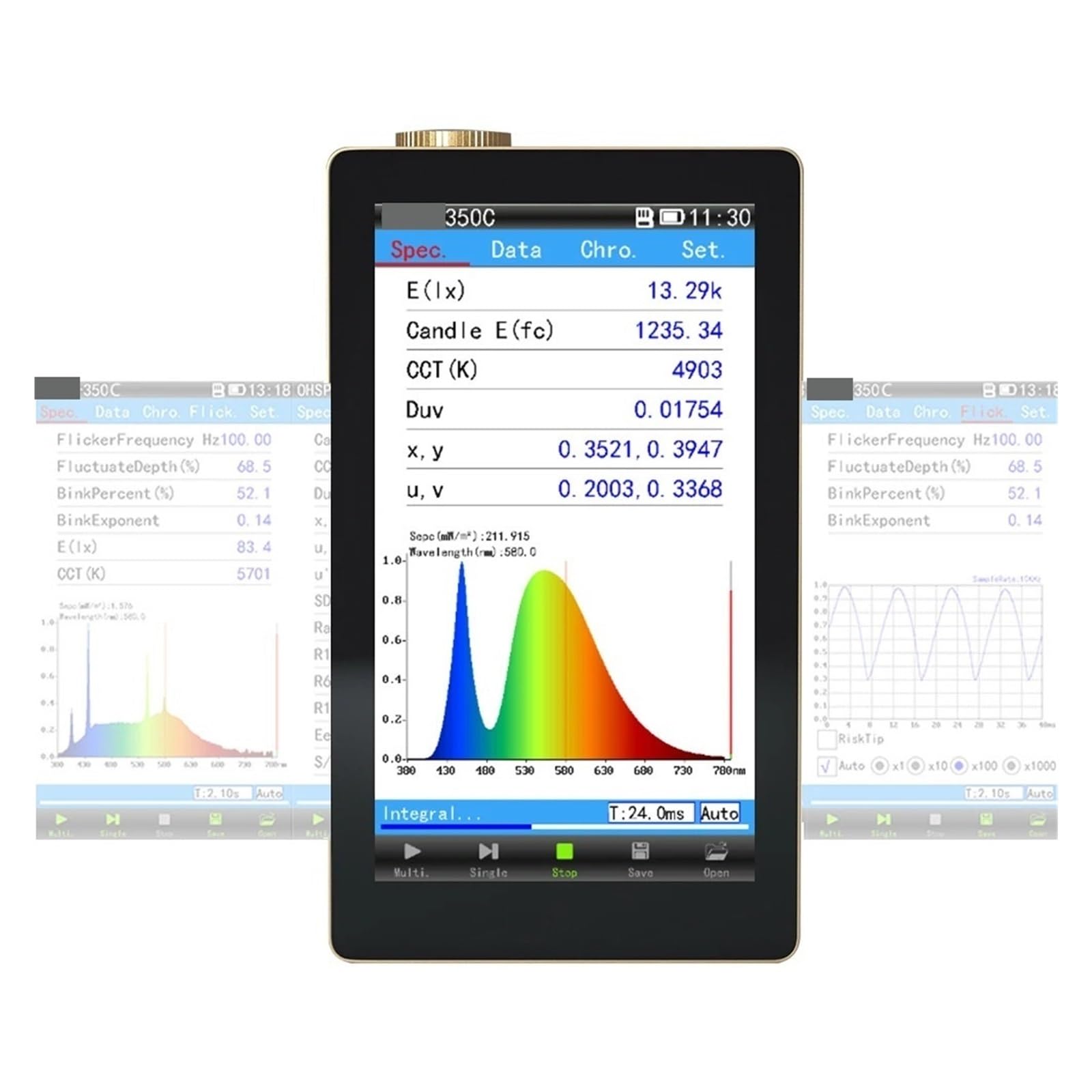 Espectrofotómetro, Temperatura De Color Prueba Del Espectrómetro 350C