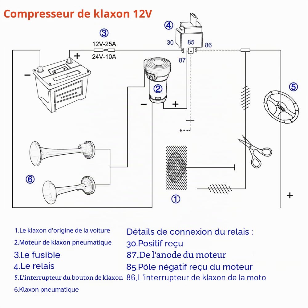 NEWFUN Klaxon Camion 12v, Trompette 12v, Klaxon Bateau, pour Voiture Camion Voiture Tricycle Bateau Train Etc