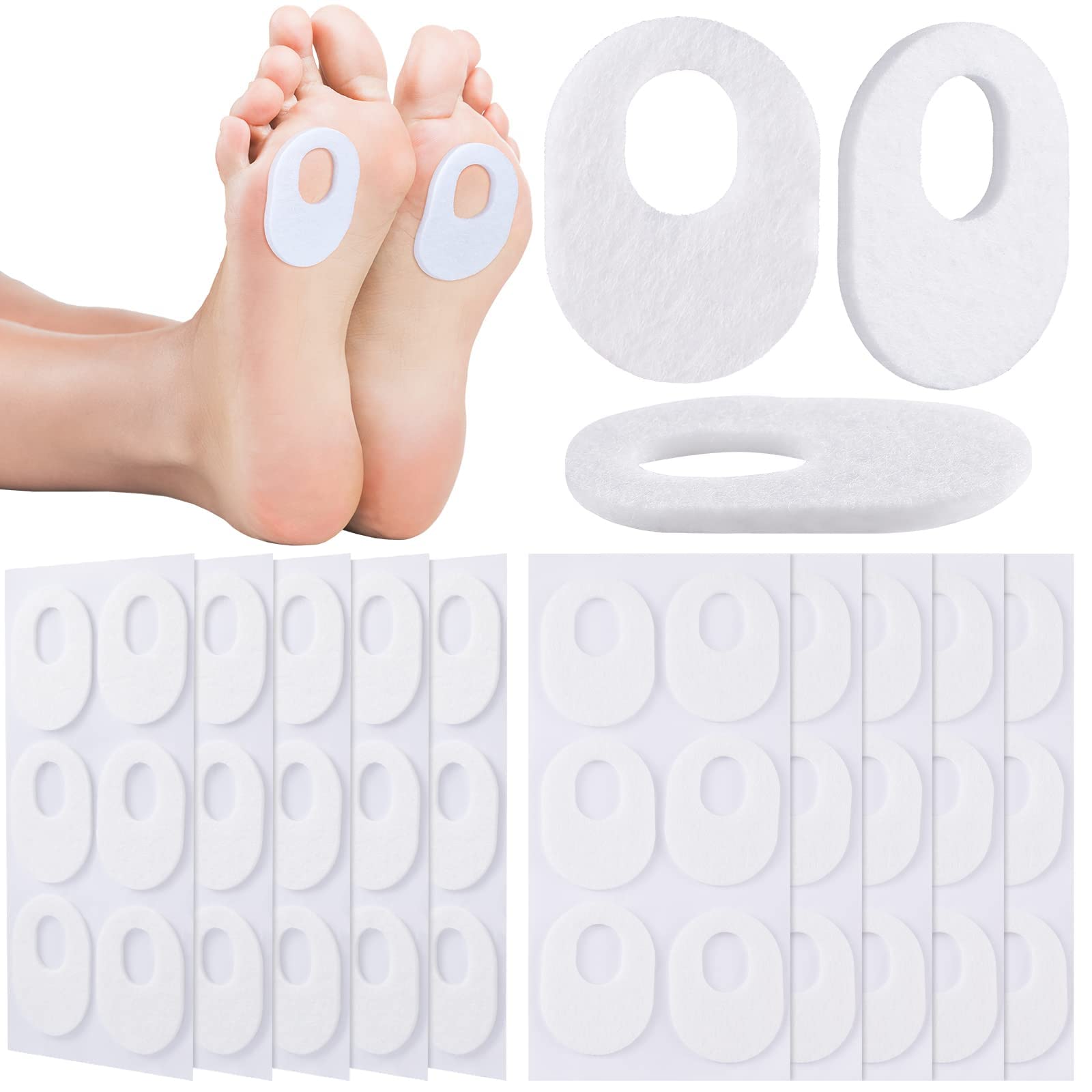 MAKINGTEC 60 Pack Soft Felt Callus Oval Shape Corn Pads for Bottom of Foot Adhesive Foot Corn Pads for Men and Women Feet Toes Heel Pain Relief