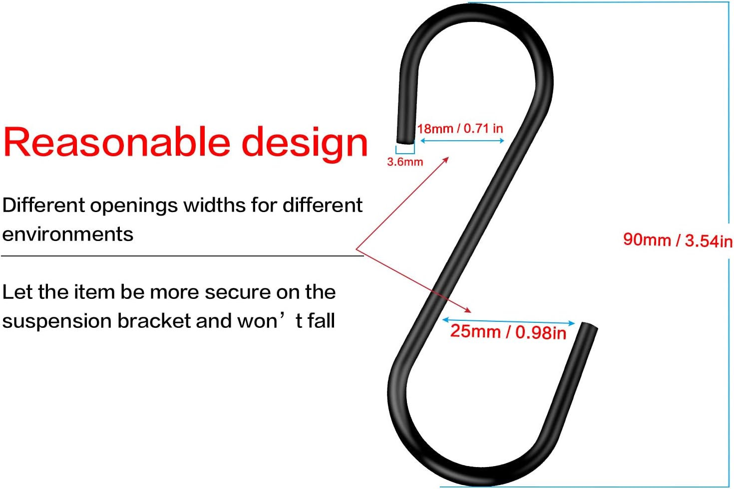 Lowest Price 30 Pack S Hooks Heavy Duty Black,for Hanging Pot, Pan, Cups, Plants, Bags, Jeans, Towels, Kitchen,Office,Garden or Outdoor Activities