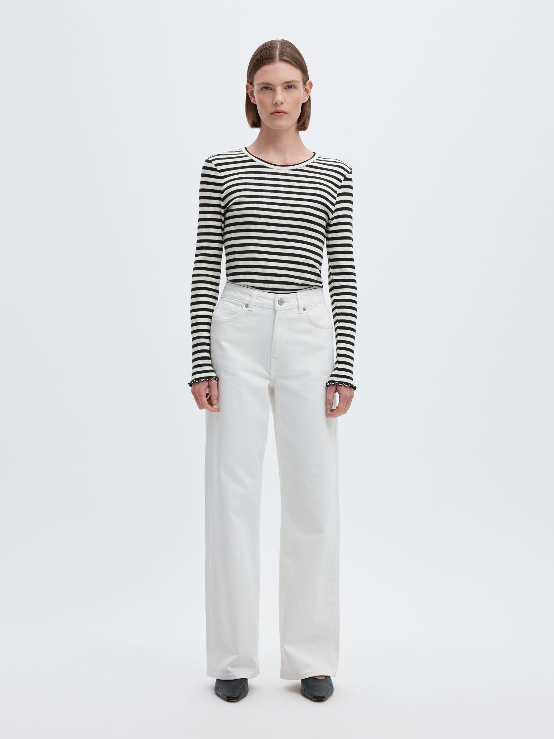 SELECTED FEMME Slfanna LS Crew Neck Tee STR S Noos T-Shirt Donna