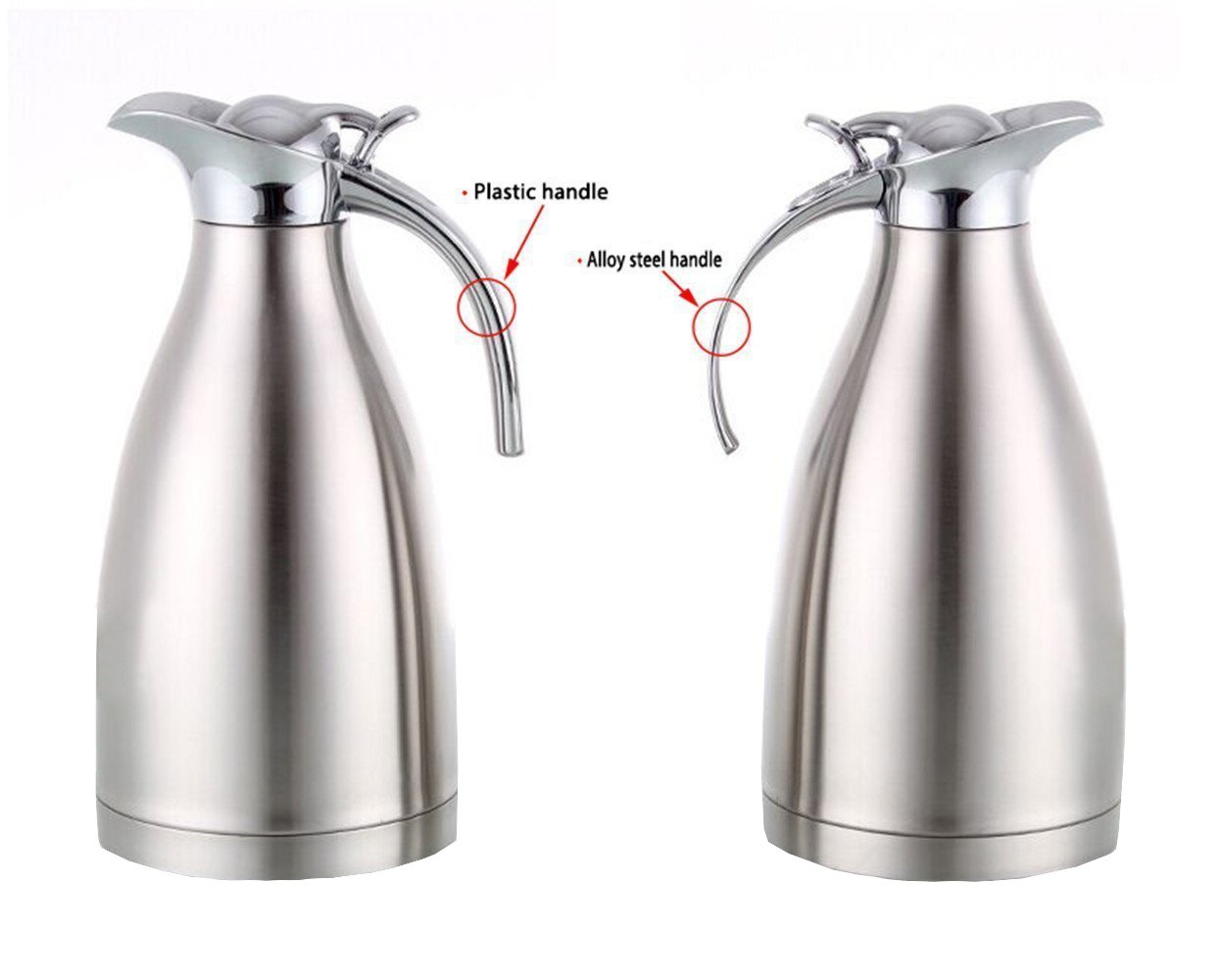ParaCity Kaffeekanne, Edelstahl, doppelwandig, vakuumisoliert, 2 l, große Kapazität, Tee/Wasserkrug mit Druckknopf (Gold)