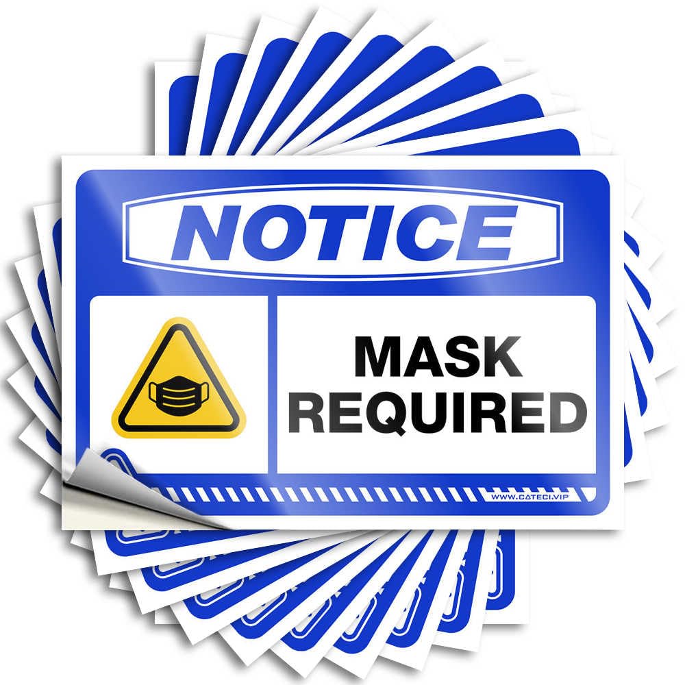 Prank Stickers for Adults Notice Mask Required Stickers 10Pcs Funny Room Signs Car Stickers for Windows(8X12CM)