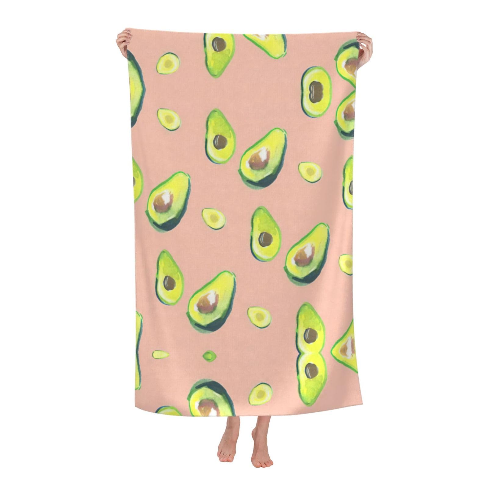 KPXXAQT Many Avocado Images Print Oversized Adult Beach Towel Quick-Dry Travel Swimming Camping Outdoor Adventures