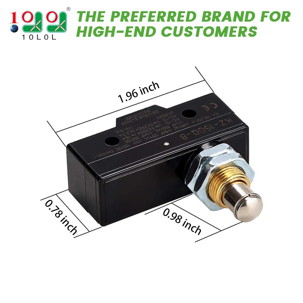 10L0L Golf Cart Brake Pedal Micro Switch 3-Terminal Plunger-Style for Club Car DS 1981 UP & EZGO 1971 UP, Replace OEM#1011439, 12374G1, 13141G1,730, MS-011