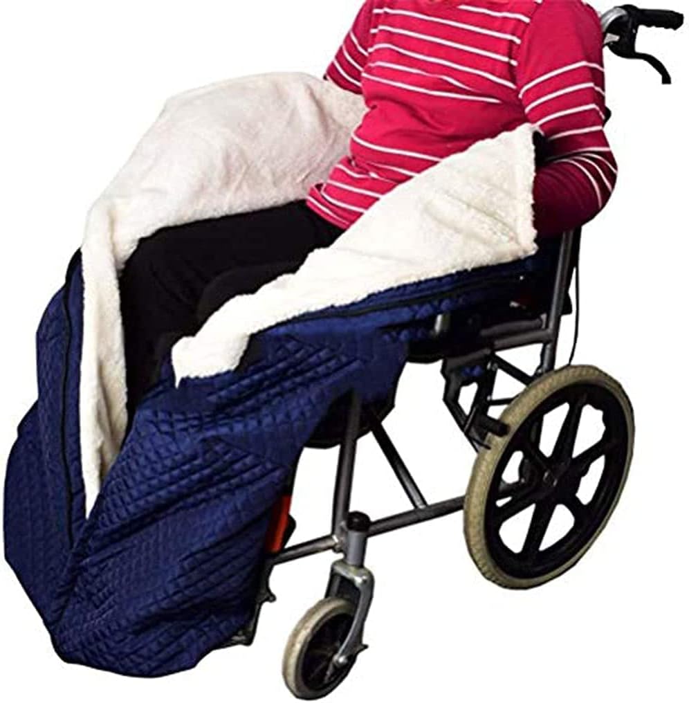 車椅子用ブランケット 車椅子用暖かいブランケットカバー - 車椅子用フリース裏地暖かいブランケット - 脚保護カバー 足ポケット付き