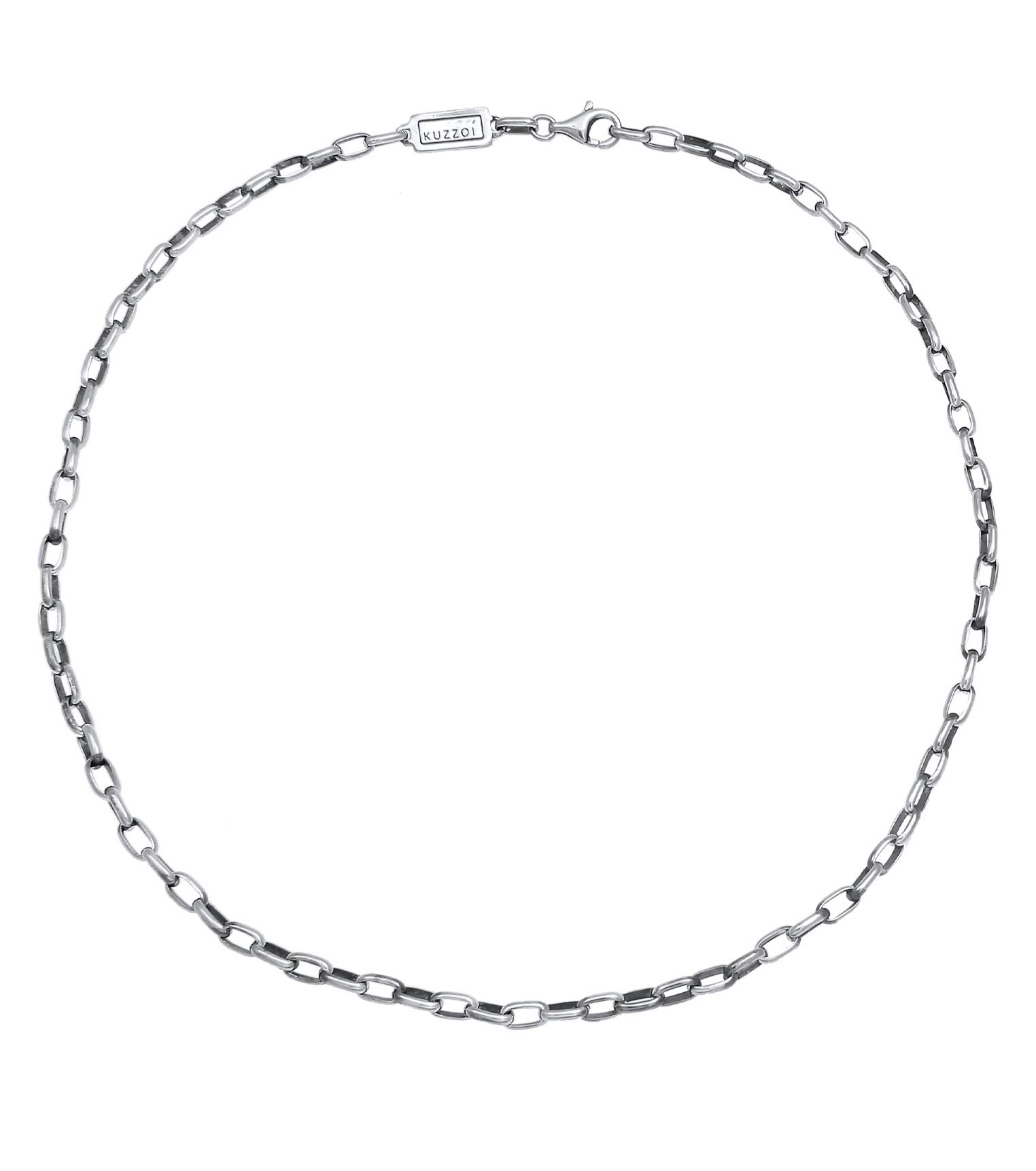 Kuzzoi Collar de hombre con eslabones de ancla redondos para colgantes, cadena de eslabones sólidos para hombres ennegrecidos en plata esterlina 925, longitud 60cm