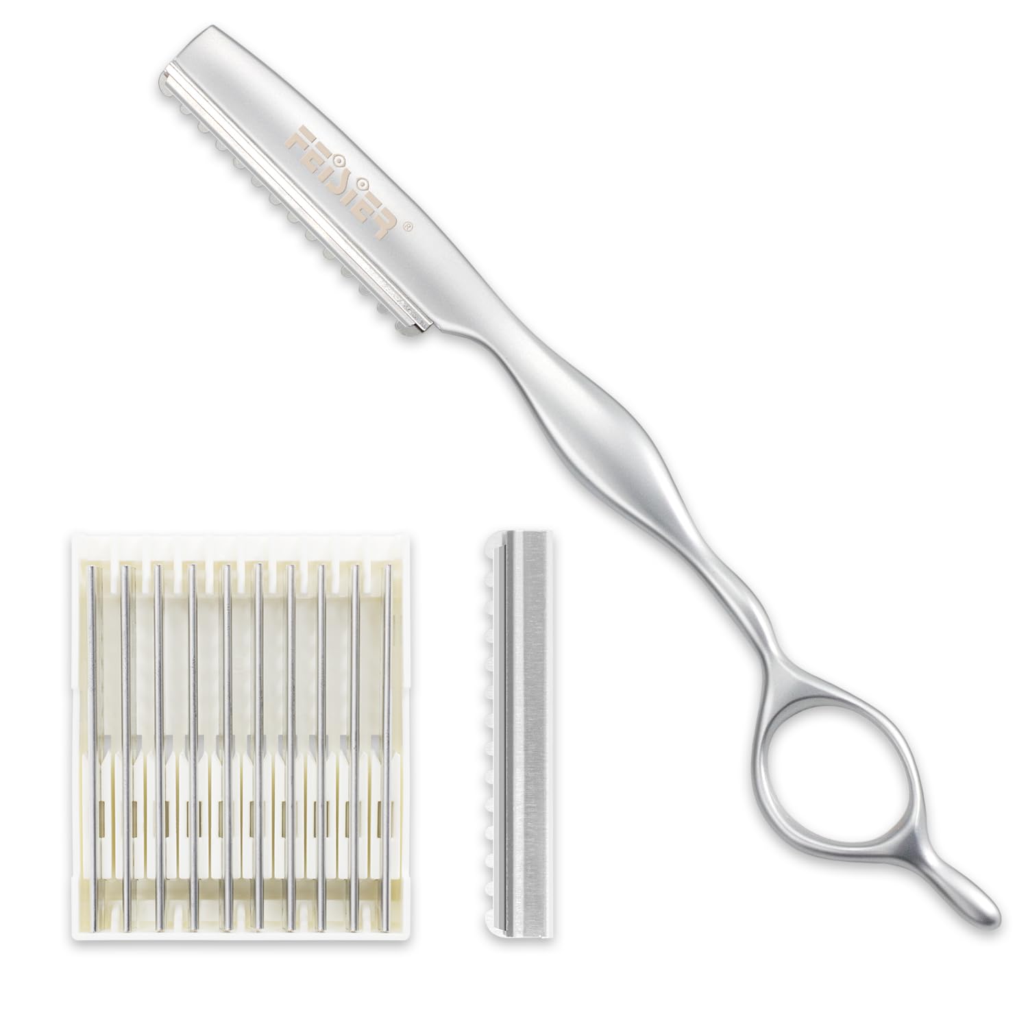 Stainless Steel Hair Thinning Styling Razors for Cutting Hair, Hair Texturizing Cutting Razor for Salon and Home,10 PCS Sharp Blades Included Stainless Steel Hair Thinning Styling Razors for Cutting Hair, Hair Texturizing Cutting Razor for Salon and Home,10 PCS Sharp Blades Included