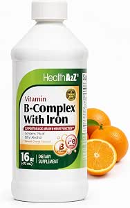 HealthA2Z® Liquid Vitamin B-Complex Plus Iron, 16oz (473ml)